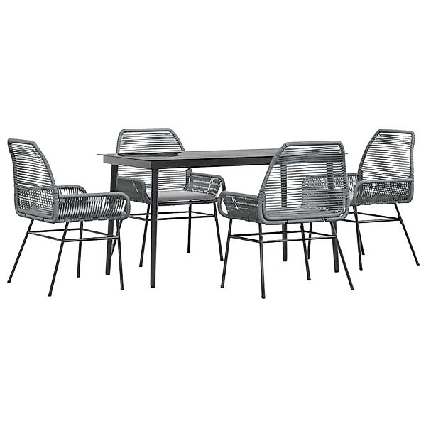 vidaXL 5-Tlg Garten-Essgruppe mit Kissen Grau Poly Rattan Glas 3334480 günstig online kaufen