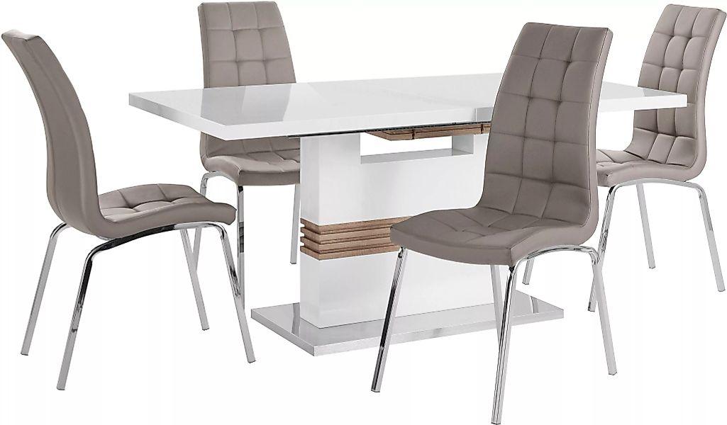 INOSIGN Essgruppe »Perez/Lila«, (Set, 5 tlg.), mit 4 Stühlen, Tisch auszieh günstig online kaufen