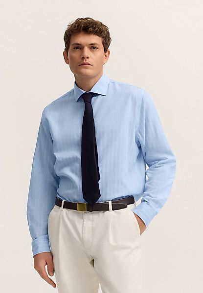 bugatti Businesshemd "Loose Fit" gestreift aus Leinen-Mix günstig online kaufen