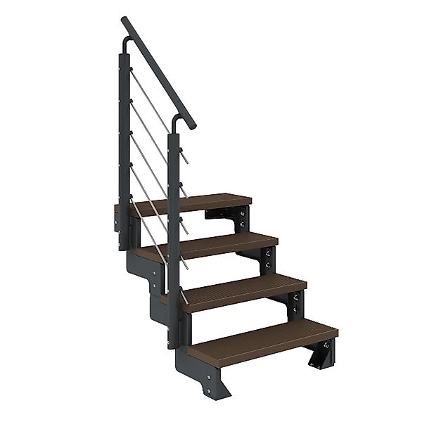 Dolle Außentreppe Gardentop Anthrazit 4 Stufen 80 cm Braun inkl. Geländer günstig online kaufen