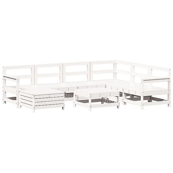 vidaXL 8-Tlg Garten-Sofagarnitur Weiß Massivholz Kiefer 3250613 günstig online kaufen