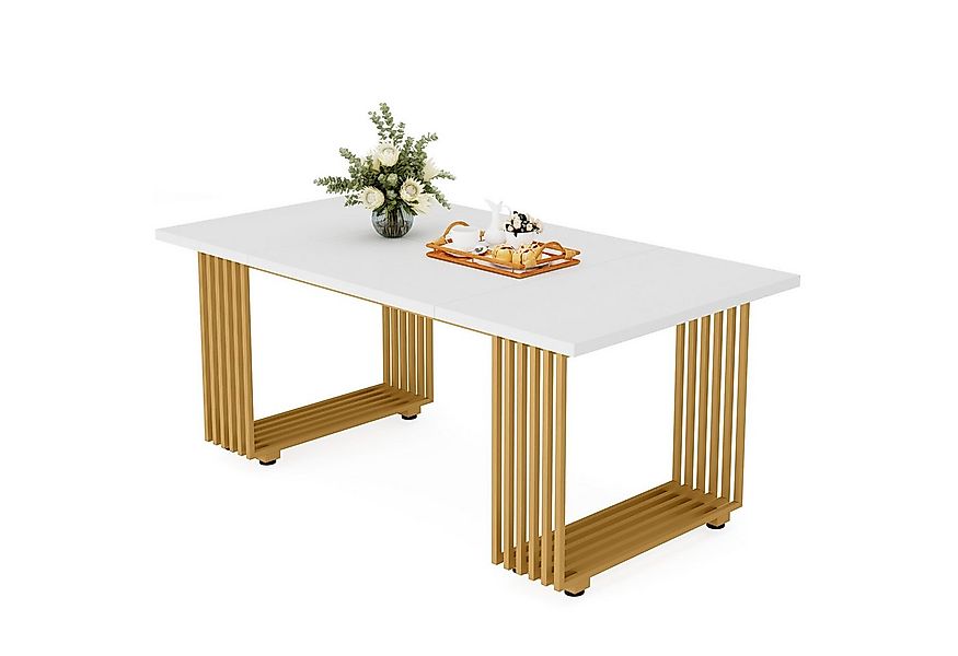Tribesigns Esstisch 180 x 80cm Esszimmertisch mit Gold Metallbeinen, Esszim günstig online kaufen