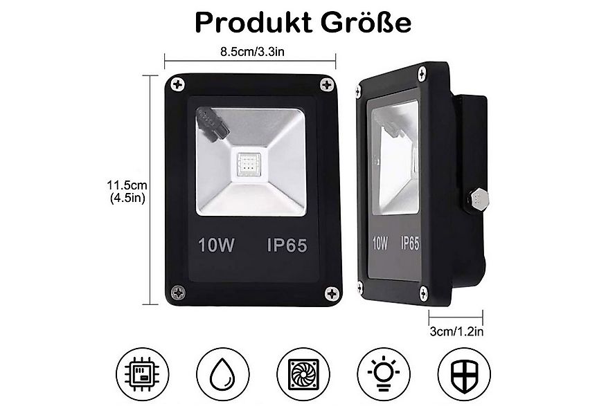 MUPOO LED Flutlichtstrahler RGB LED Flutlicht 10W,4 Modi Außenstrahler mit günstig online kaufen