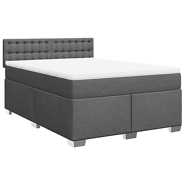 vidaXL Bett Boxspringbett mit Matratze Dunkelgrau günstig online kaufen