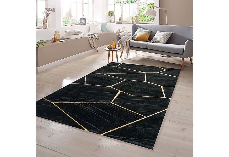 TeppichHome24 Teppich Wohnzimmerteppich geometrisches Muster in schwarz gol günstig online kaufen