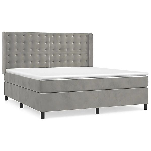 vidaXL Boxspringbett mit Matratze Hellgrau 160x200 cm Samt 3132927 günstig online kaufen