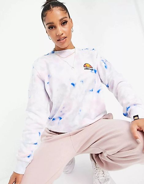ellesse – Sweatshirt in Rosa mit Batikmuster und Logo günstig online kaufen