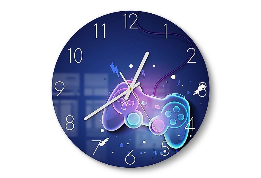 DEQORI Wanduhr 'Neon-Gaming-Dynamik' (Glas Glasuhr modern Wand Uhr Design K günstig online kaufen