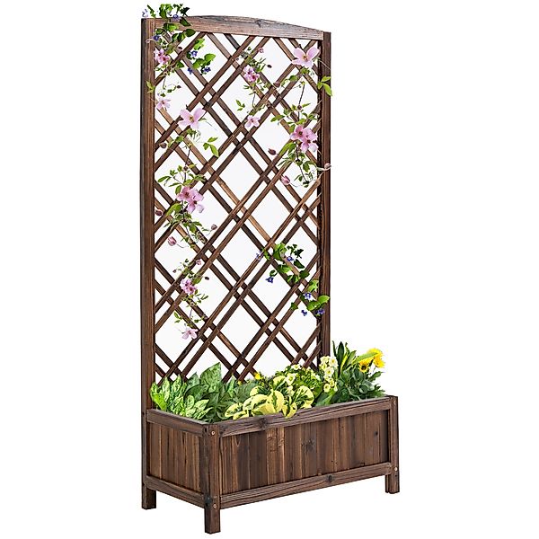 Outsunny  Hochbeet Pflanzkasten Blumenständer Rankgitter Rankkasten Rosenbo günstig online kaufen