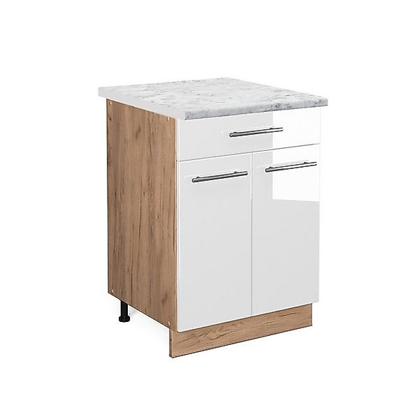 Vicco Küchenunterschrank Fame-Line Weiß Hochglanz/Goldkraft Eiche 60 cm mit günstig online kaufen