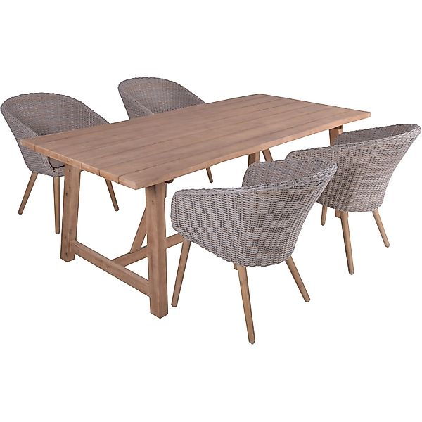 Garden Pleasure Gartenmöbel-Set Oakland/Visalia 5-teilig Grau FSC® günstig online kaufen