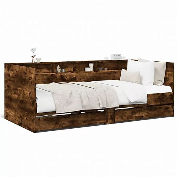 vidaXL Bett Tagesbett mit Schubladen Räuchereiche 90x190 cm Holzwerkstoff günstig online kaufen