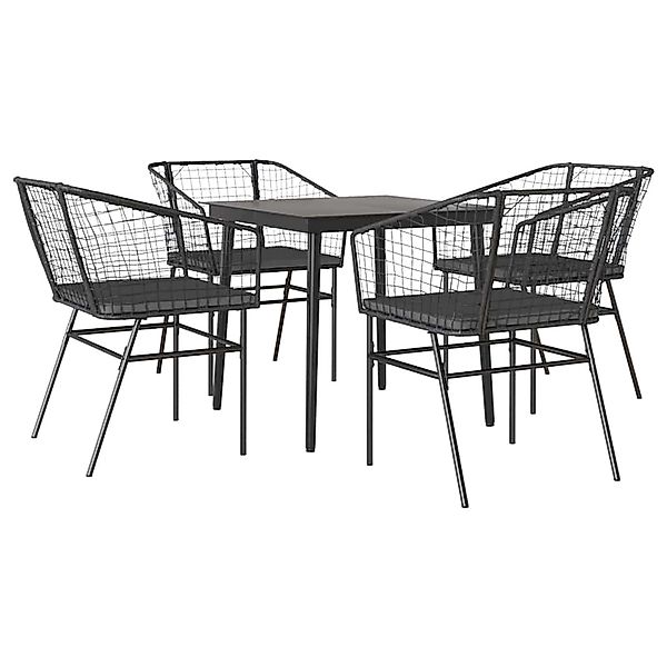 vidaXL 5-Tlg Garten-Essgruppe mit Kissen Schwarz Poly Rattan Glas 3334500 günstig online kaufen