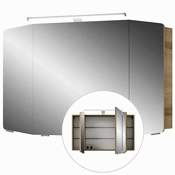 Badmöbel Spiegelschrank 100cm CERVIA-66 in Riviera Eiche, inkl. LED-Beleuch günstig online kaufen