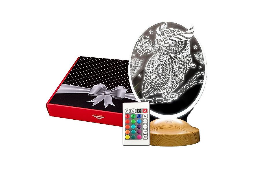 Geschenkelampe LED Nachttischlampe Eule Tier 3D Nachtlicht mit Gravierung G günstig online kaufen