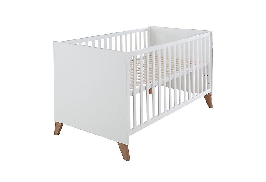 roba® Babybett Ole 70 x 140 cm aus Holz - Weiß lackiert - Füße aus Massivho günstig online kaufen