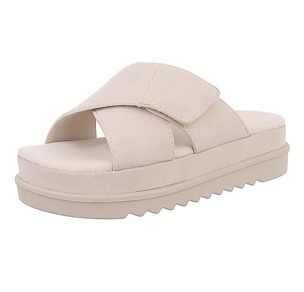 Ital-Design Bequeme Damen-Sandalen mit Klettverschluss in Beige Plateausand günstig online kaufen