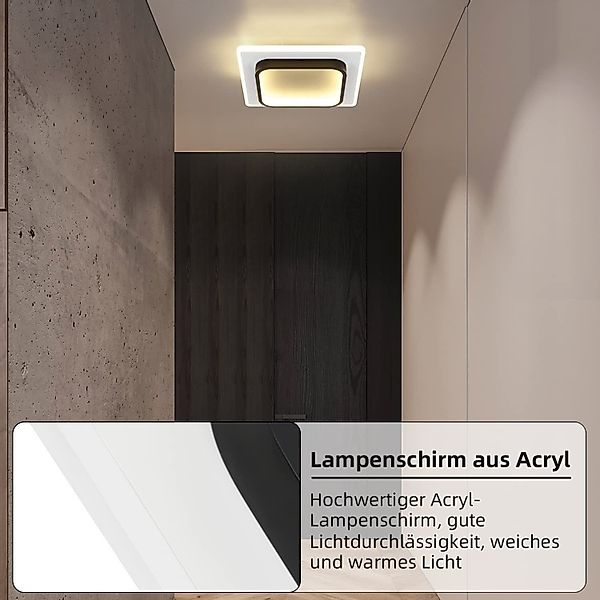 Nettlife LED Deckenleuchte Küche Eckig Schwarz günstig online kaufen