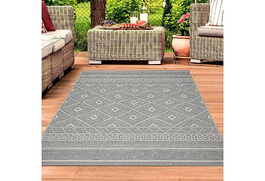 TeppichHome24 Outdoorteppich In- & Outdoor Teppich Sisal Optik Rauten Zickz günstig online kaufen