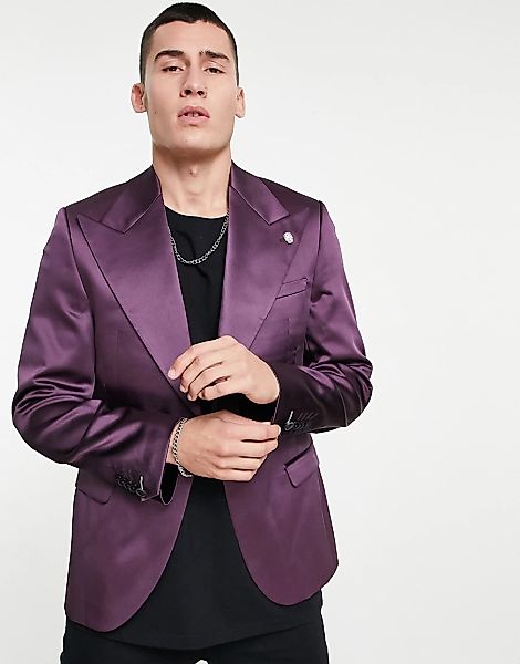 Twisted Tailor – Anzugjacke in Lila mit breitem Revers-Violett günstig online kaufen