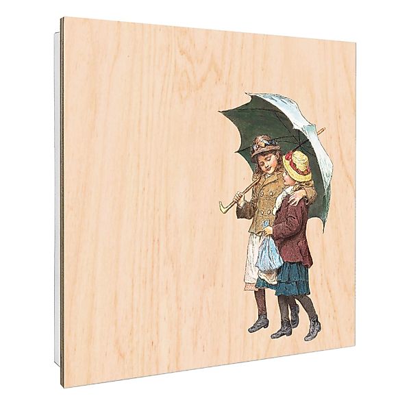 Banjado Schlüsselkasten mit Holzfront 30x30cm Weiß Scharnier Links 50 Haken günstig online kaufen