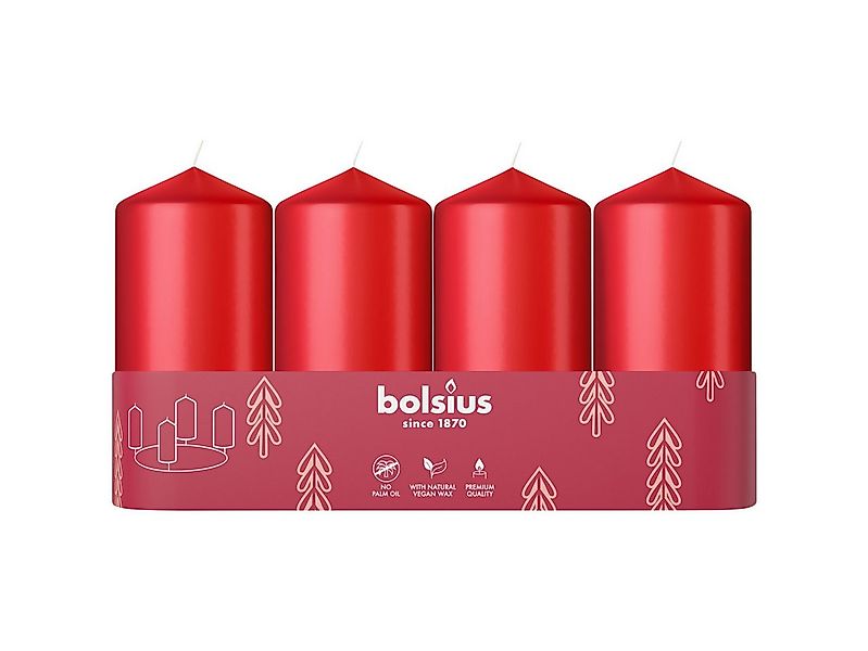 Bolsius Stumpenkerze Bolsius Stumpenkerzen 4er Tray Ø 4,8 x 10 cm günstig online kaufen