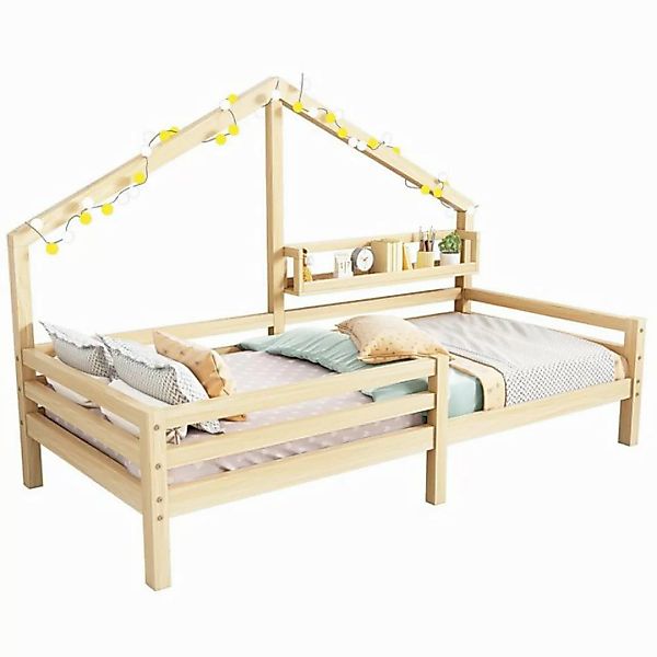 MODFU Kinderbett Jugendbett Massivholzbett Einzelbett (90x200cm Weiß mit La günstig online kaufen