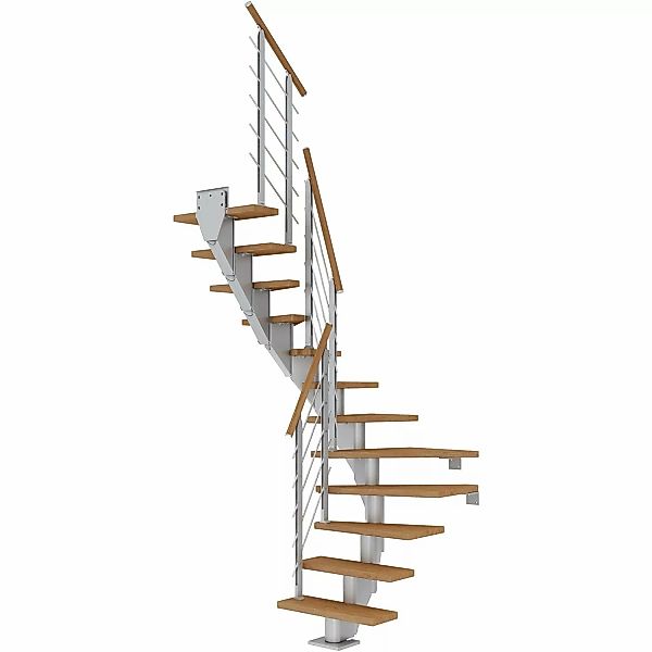Dolle Mittelholmtreppe Frankfurt Eiche Perlgrau GH bis 258 cm 1/2gew. 65 cm günstig online kaufen