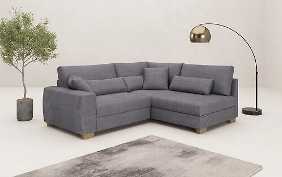 Mr. Couch Ecksofa »Hilla L-Form« Mit Federkern, wahlweise mit Bettfunktion günstig online kaufen