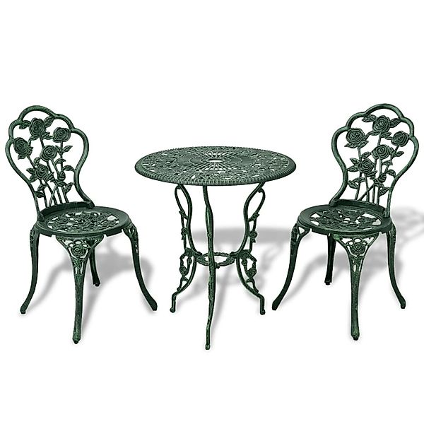 vidaXL Gartenlounge-Set 3-tlg. Bistro-Set Aluminiumguss Grün, günstig online kaufen