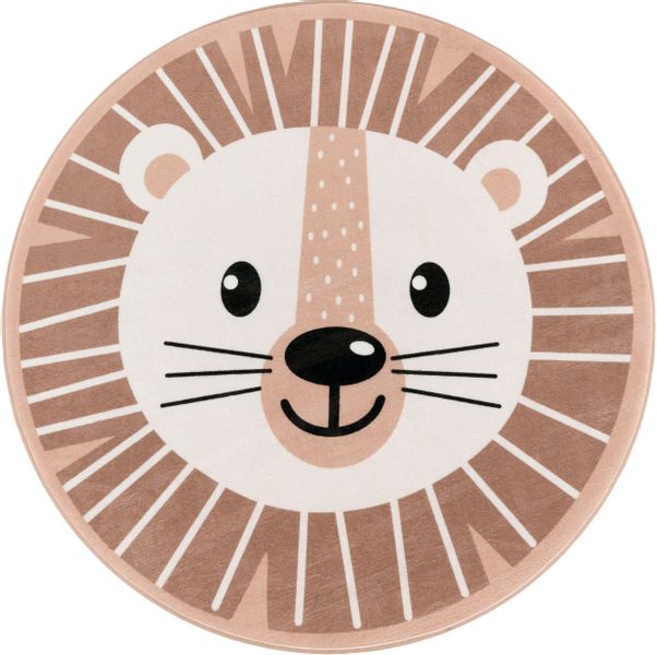 Paco Home Kinderteppich "Chicos 556" rund 2 mm Höhe Flachgewebe, Motiv Löwe günstig online kaufen