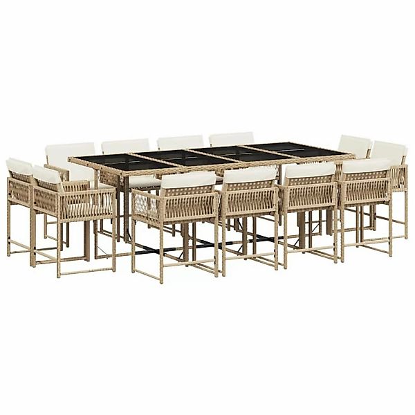 vidaXL 13-tlg Garten-Essgruppe mit Kissen Beige Poly Rattan Modell 15 günstig online kaufen