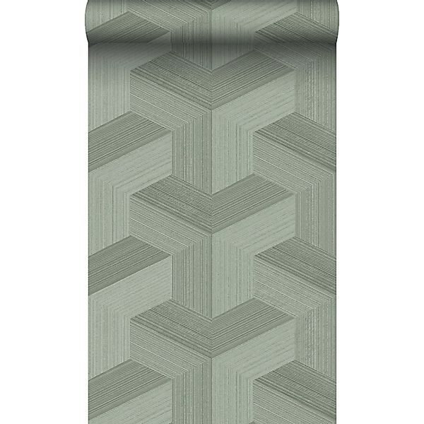 Origin Wallcoverings Strukturtapete 3D-Muster Graugrün 0.53 x 10.05 m 34795 günstig online kaufen
