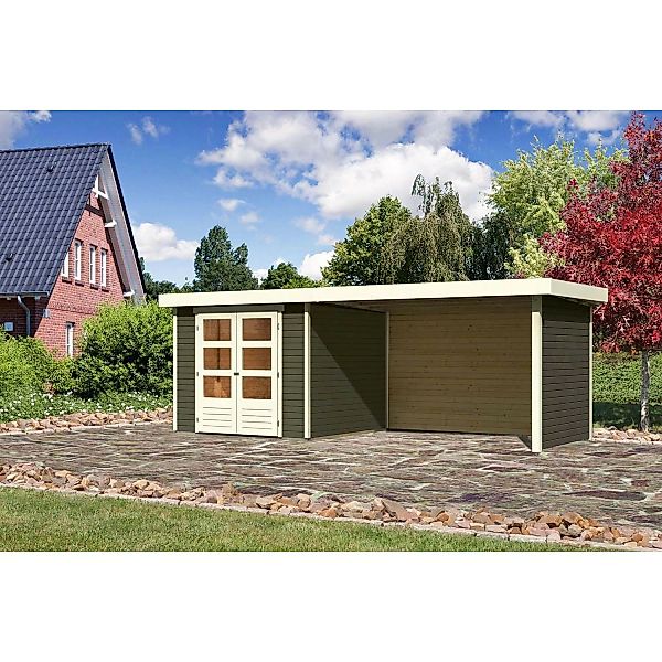 Karibu Holz-Gartenhaus Boras Terragrau Flachdach Lackiert 238 cm x 242 cm günstig online kaufen