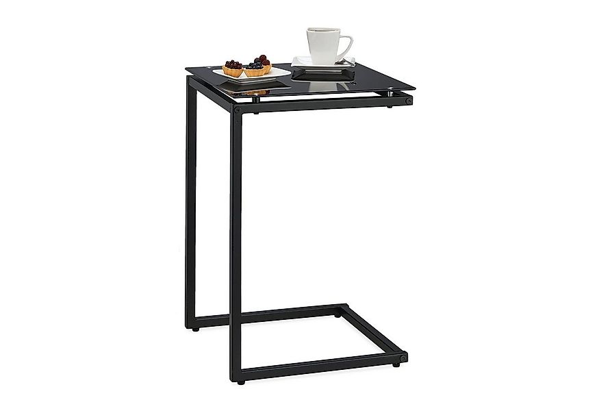 relaxdays Beistelltisch Schwarzer Beistelltisch in C-Form günstig online kaufen