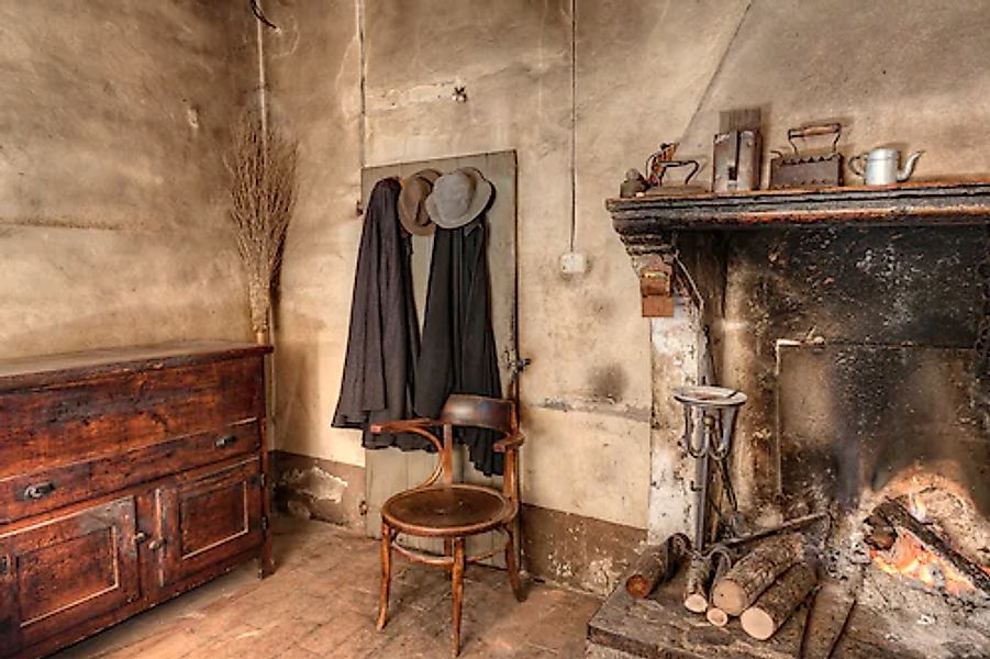 Papermoon Fototapete »VERLASSENES HAUS-STEINWAND STEIN STRUKTUR VINTAGE DEK günstig online kaufen