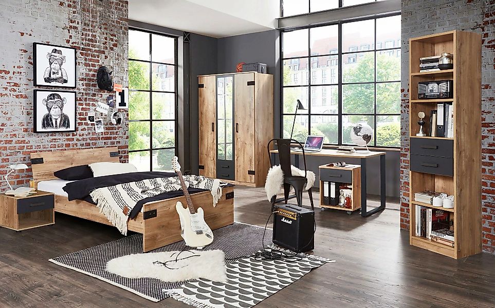 Nachtschrank LIVERPOOL von Wimex Plankeneiche NB / Graphit günstig online kaufen