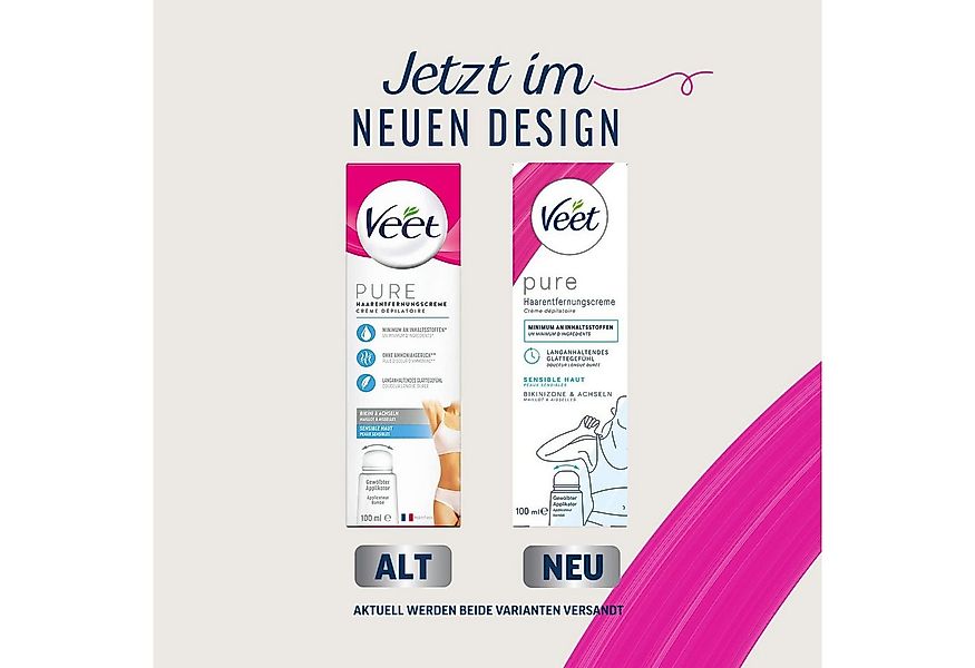 Veet Enthaarungscreme PURE (2 x 100ml), Spar-Pack, 2 St., für Bikini & Achs günstig online kaufen
