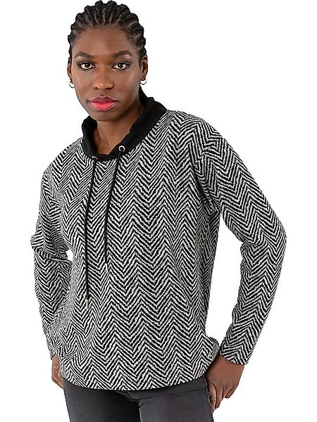 Gio Milano Stehkragenpullover G31-7605, mit Tunnelzug und in Fischgrat kusc günstig online kaufen