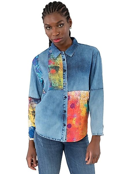 Gio Milano Jeansbluse G30-2100, "loves groove" mit Strassbesatz und Denim W günstig online kaufen