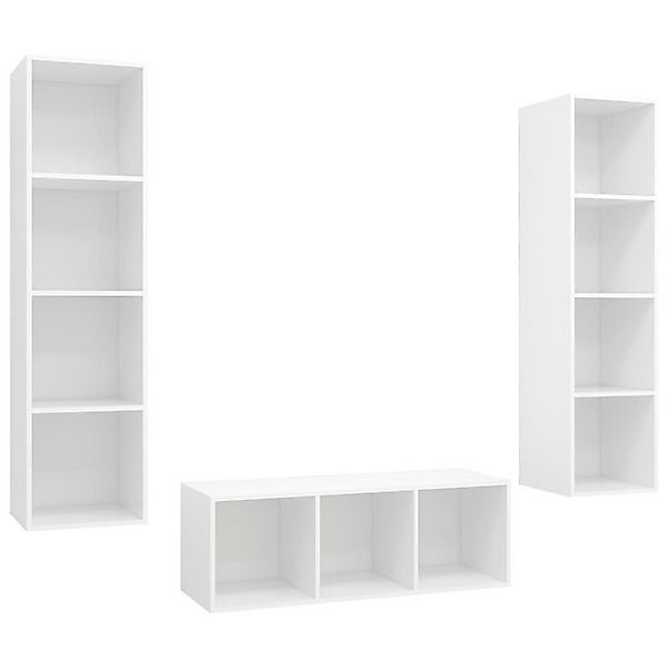 furnicato TV-Schrank 3-tlg. TV-Schrank-Set Weiß Holzwerkstoff (1-St) günstig online kaufen