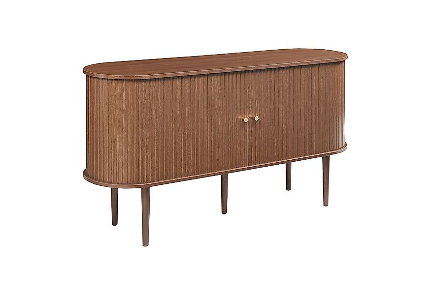 en.casa Sideboard, »Mapia« mit 2 Schiebetüren 140 x 40 x 75 cm Walnussoptik günstig online kaufen