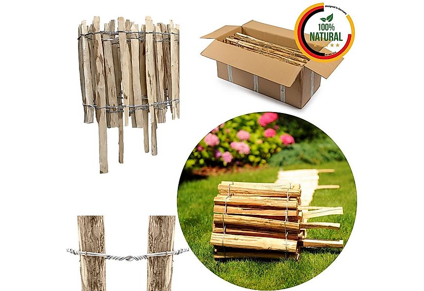 Floranica Staketenzaun Haselnuss mit Pfosten, Stekzaun, Gartenumzäunung Hol günstig online kaufen