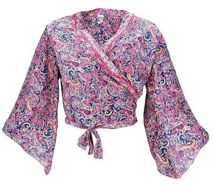 Guru-Shop Longbluse Kurztop, Boho Blusentop, Wickeltop, Wickelbluse.. alter günstig online kaufen