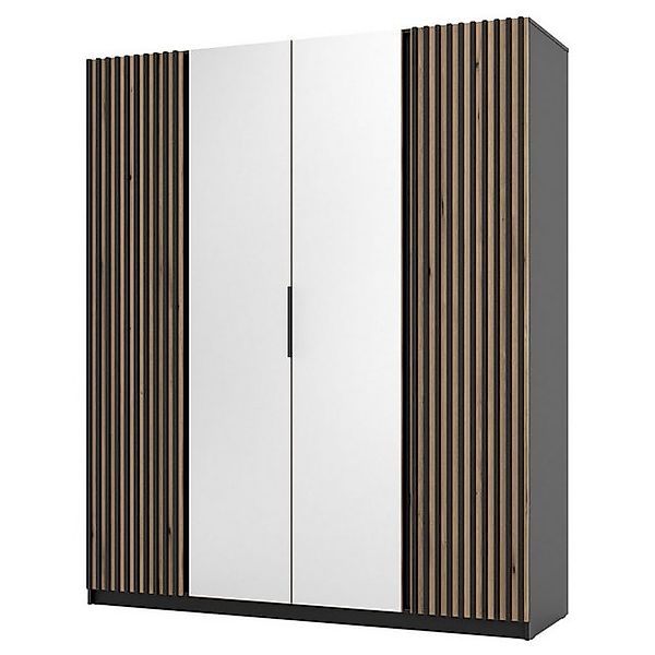 Selsey Kleiderschrank KAJA 4-türig mit Soft-Close, Kleiderstange und 11 Reg günstig online kaufen