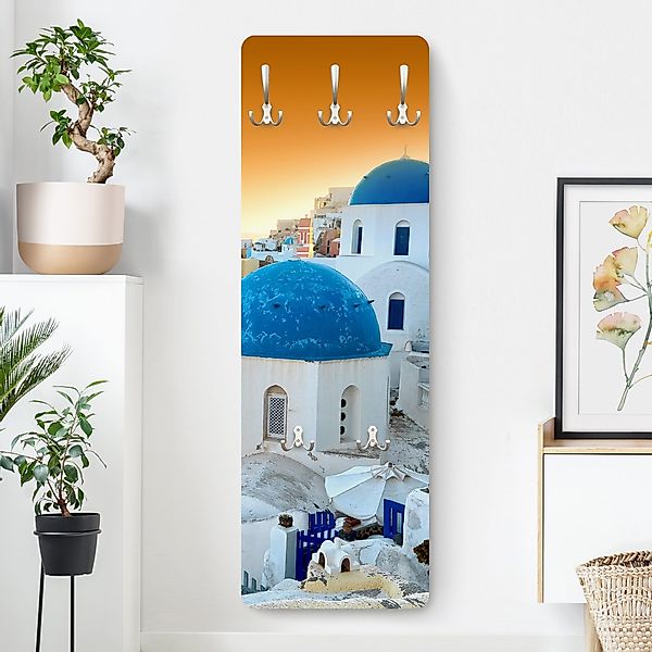 Wandgarderobe Holzpaneel Sonnenuntergang über Santorin günstig online kaufen