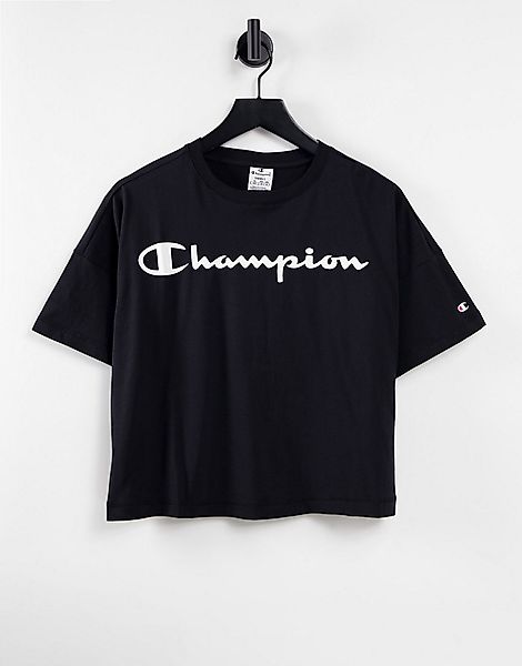 Champion – Kastenförmiges Oberteil mit kurzem Schnitt in Schwarz günstig online kaufen