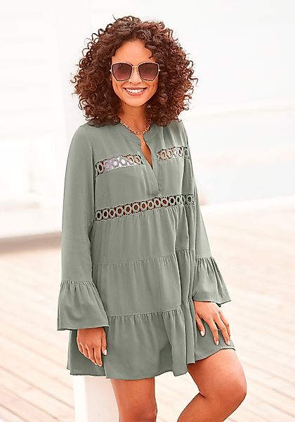 LASCANA Longbluse, mit Spitzeneinsätzen, Tunika, Blusenkleid, Strandmode günstig online kaufen