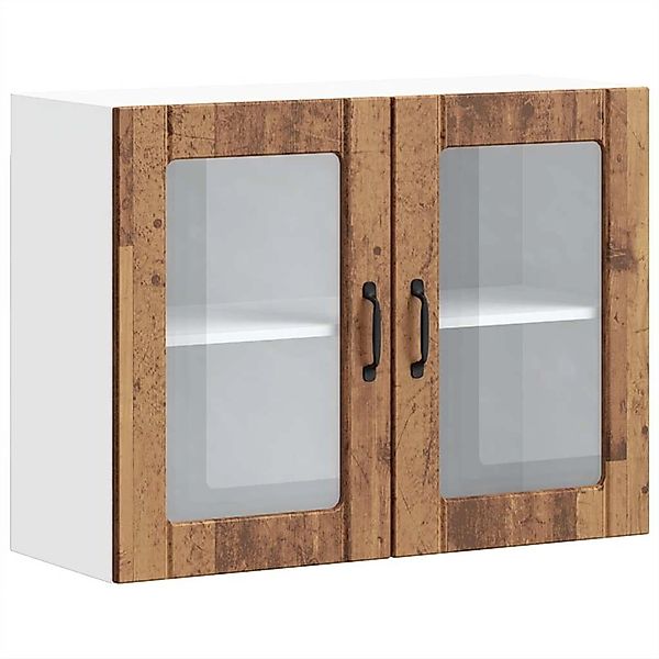 vidaXL Küchen-Hängeschrank mit Glastür Altholz-Optik Holzwerkstoff 853855 günstig online kaufen