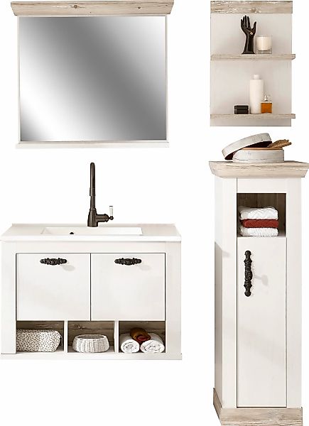 Home affaire Badmöbel-Set "Florenz, Bad im Landhausstil, 4-teiliges Badezim günstig online kaufen